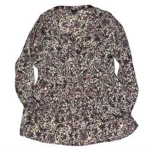 Torrid Challis Lace-Up Babydoll Blouse Paisley Floral Print Size 1 Black/Cream